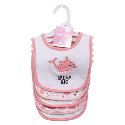 Kapital K 5pcs! Double - Layered Absorbent Cotton 5 - Piece Set with Cartoon Embroidery and Magic - Tape Adjustable Feeding Bibs for 0 - 3 Year - Olds, Boys & Girls