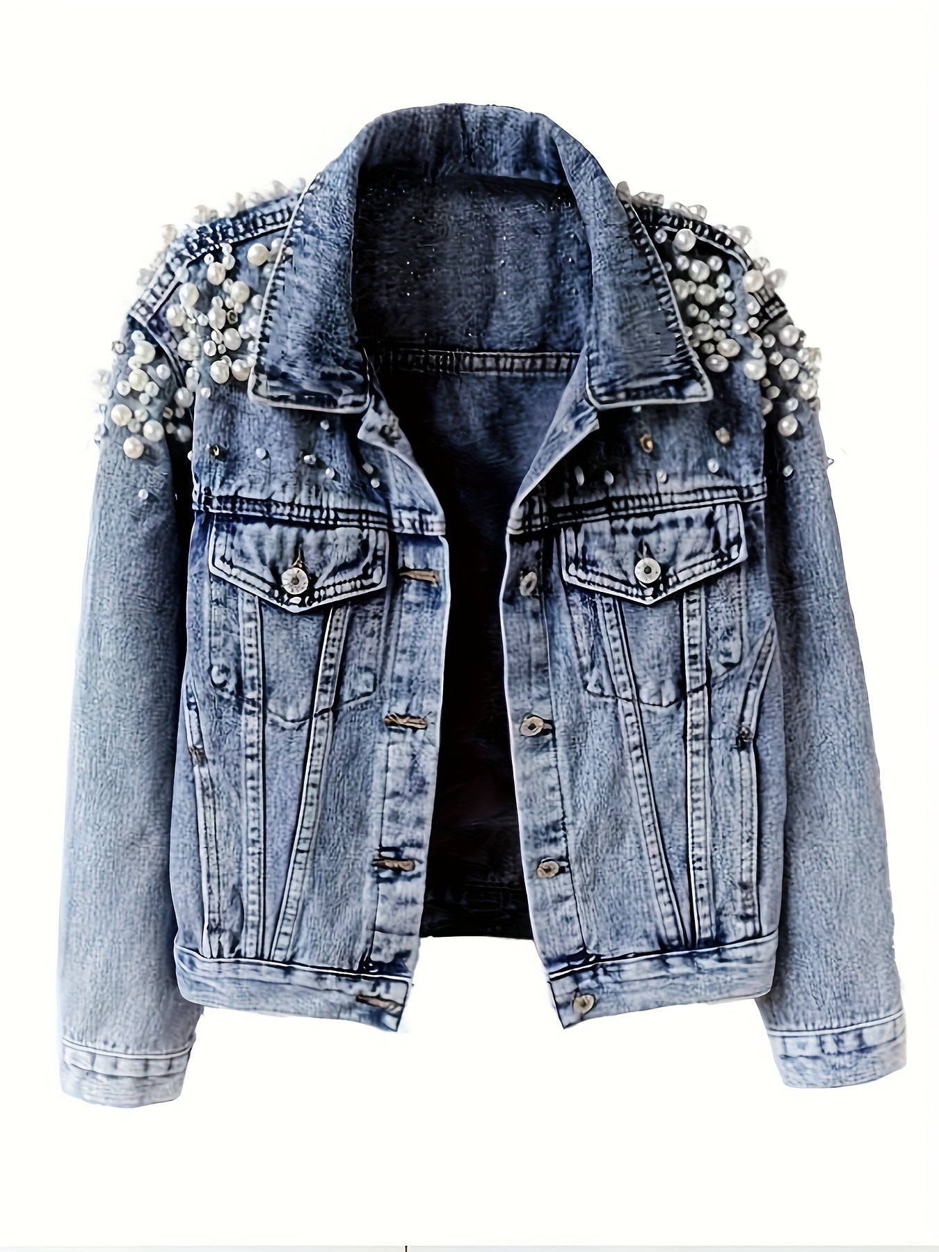 Bright Steel Blue Denim Denim Jacket - product view 11