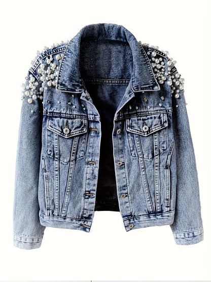 Bright Steel Blue Denim Denim Jacket - product view 1