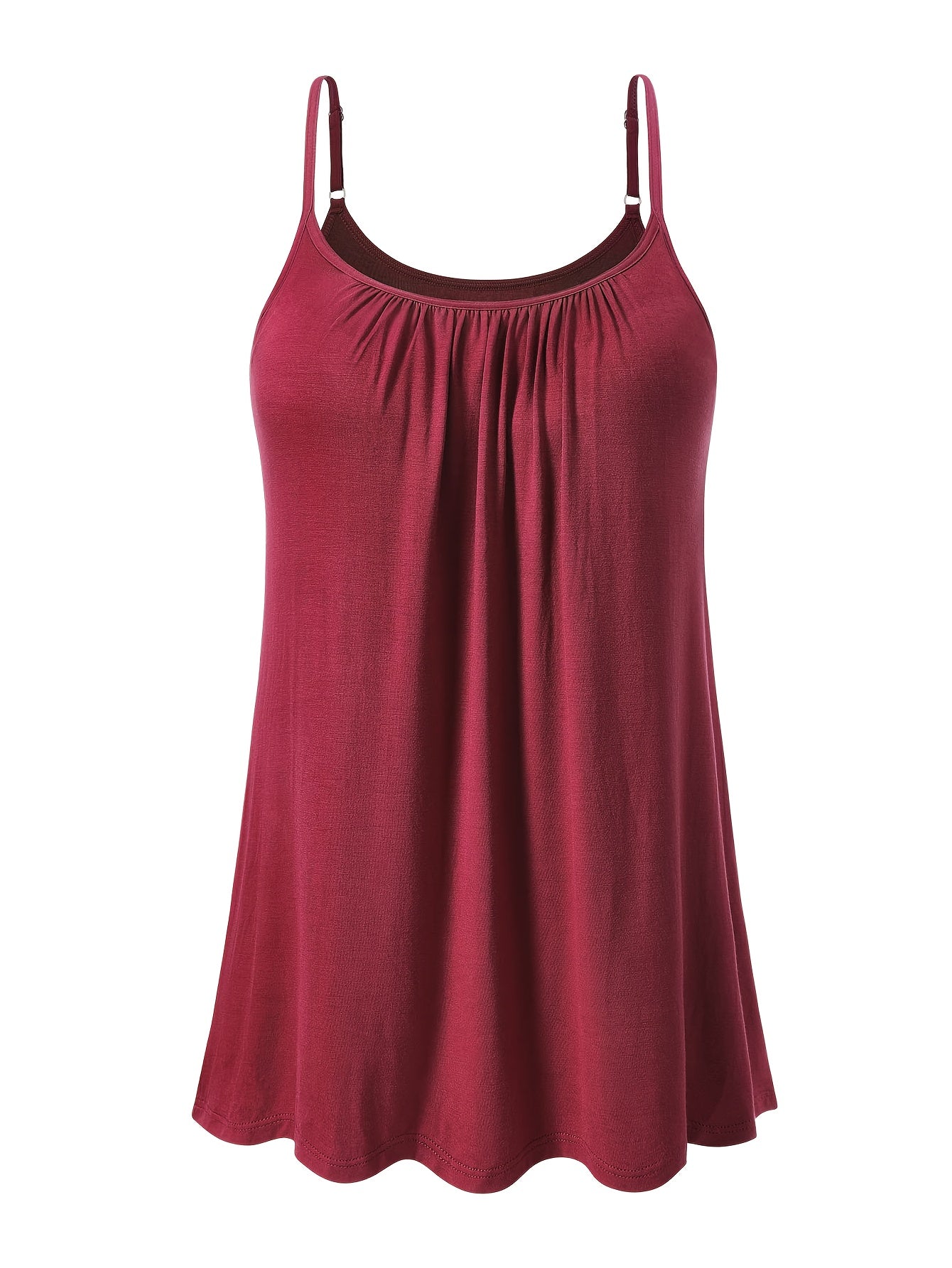 Vislivin Summer Women'S Camisole Tops with Built-In Bra - Seamless Sleeveless Tank Tops, Soft Flowy Loose Fit Cami with Adjustable Spaghetti Straps, Comfy Elegant Blouse for Casual Wear