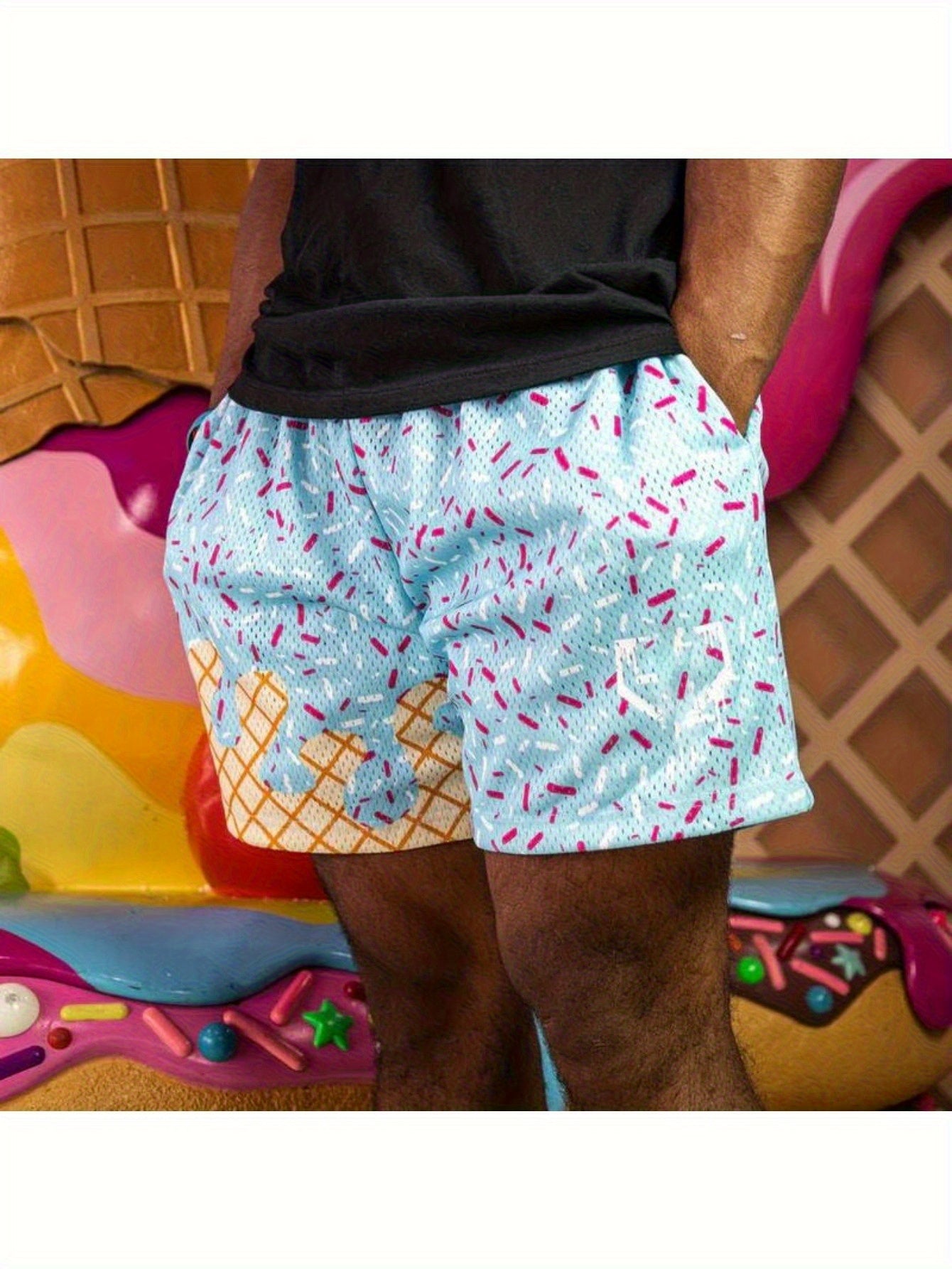 Baseball Ice Cream Teen Shorts Teenager'S Paisley Graphic Shorts Sports Basketball Headscarf Shorts Running Street Y2K Side Pull Belt for Outdoor, for Teenager, For Teenager