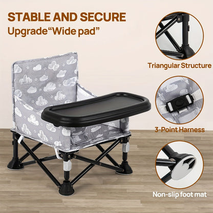 Foldable Baby Dining Chair - Portable Tray Seat
