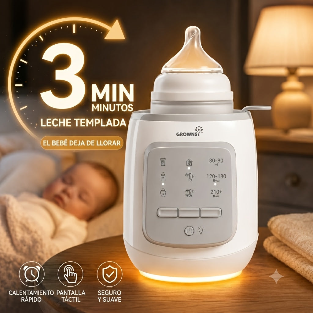 GROWNSY Bottle Warmer Portable, 9 Functional Modes, Water Bath Heating, Can Maintain Nutrition, Heating Only Takes 2-7 Minutes, Built-in Timer, With Night Light, Suitable For Travel Carrying, Daily And Nighttime Feeding.