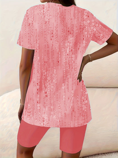 Women's Two-Piece Shorts Set - Knit Casual Matching Outfit