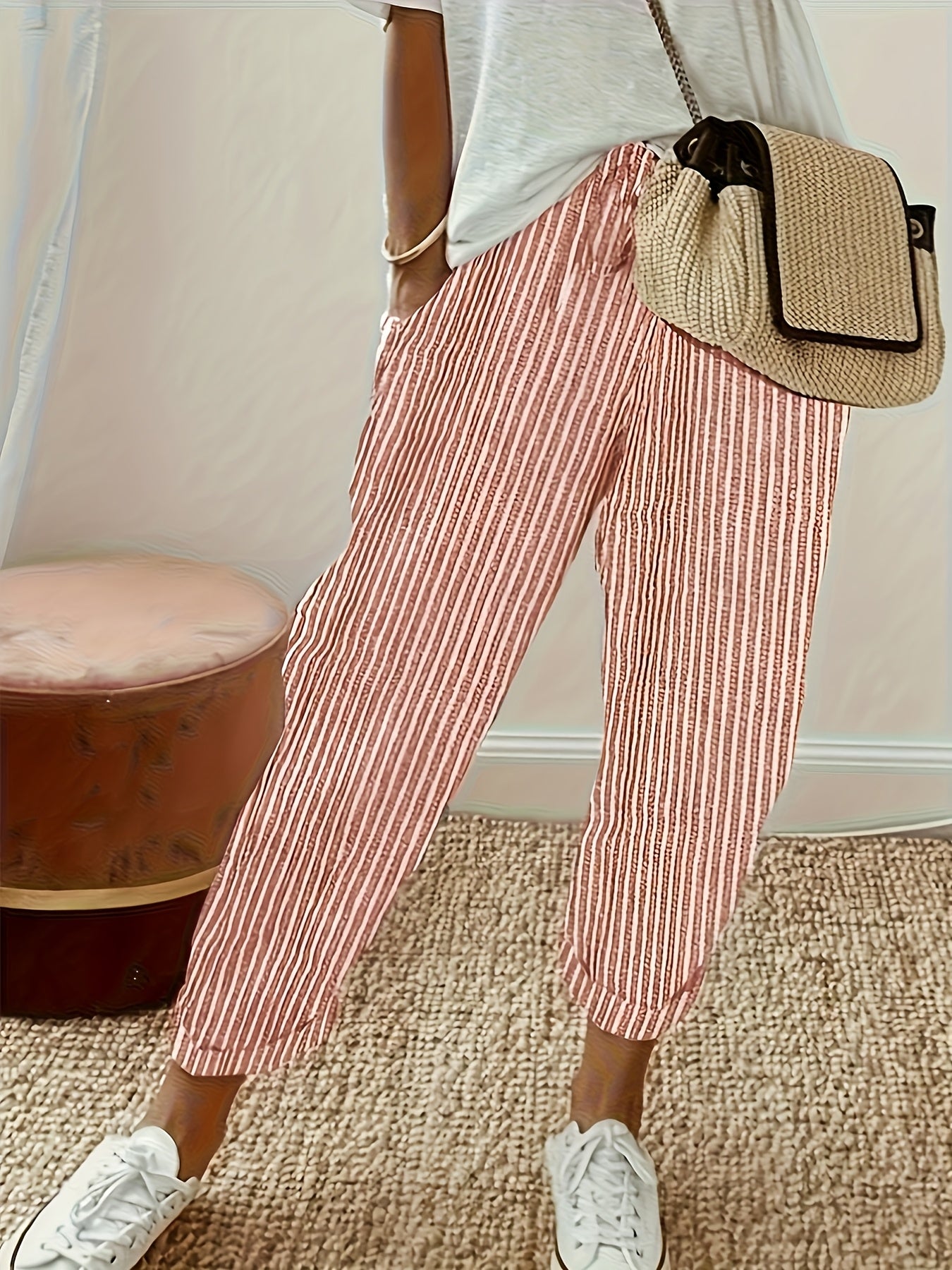 Two-Pack - Color Striped Casual Nine-Pants