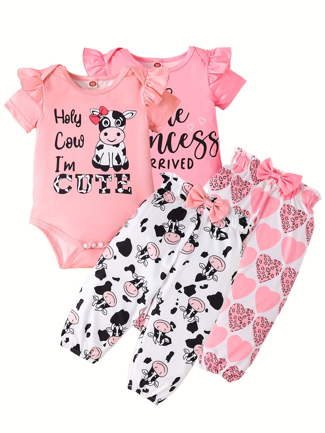2 Sets Of Combination Children'S Suits, Fashionable Printed Hayi Girls' Suits, Newborn Baby Suits, for Outdoor