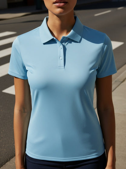 5pcs Women'S Polo Collar Short Sleeved T-shirts, Tops, Moisture Wicking And Quick Drying Clothes With Buckle Collars, Fashionable And Slim Fit, Casual Clothes, Outdoor Morning Clothes, Clothes