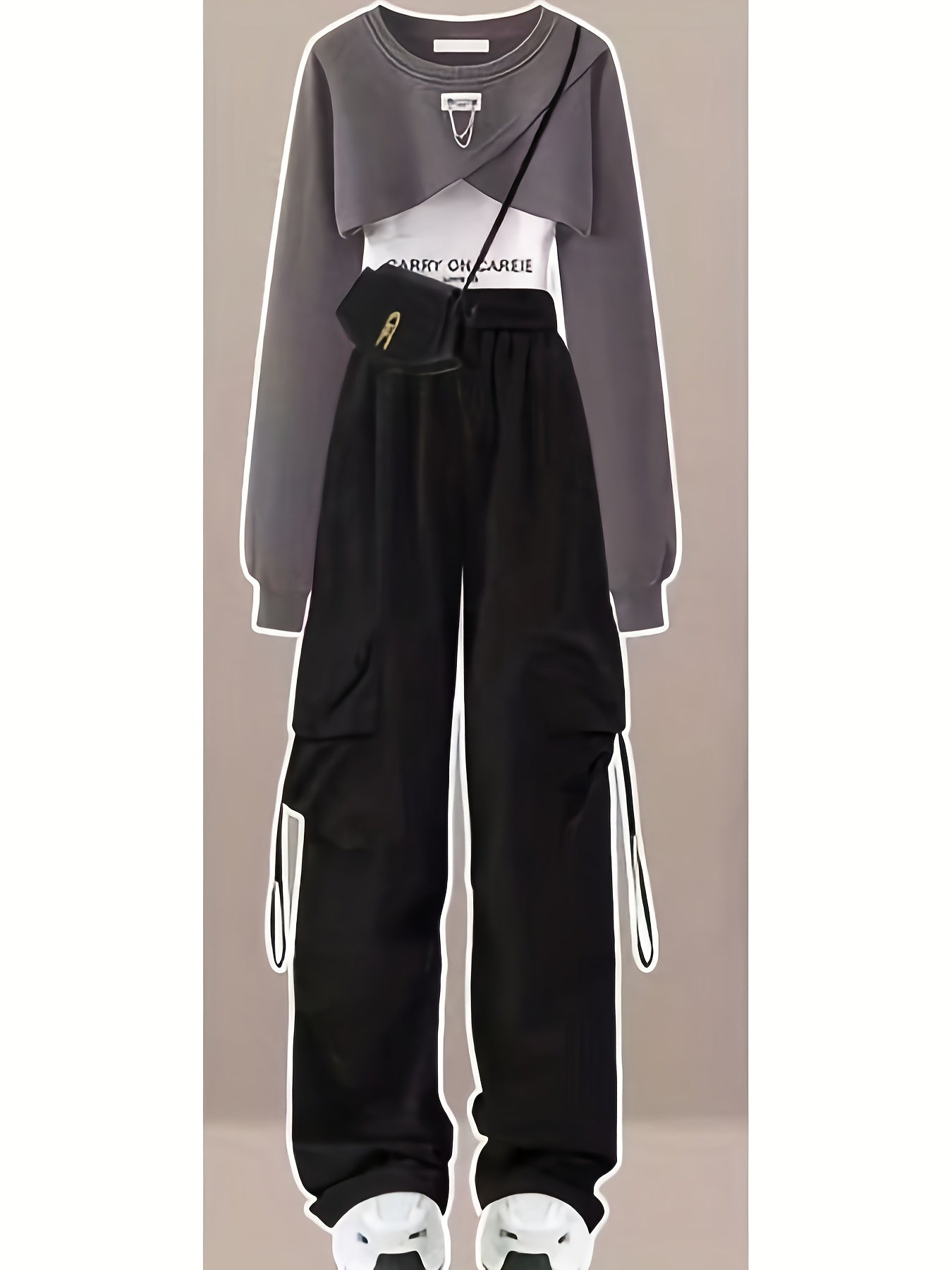 Viral Y2K 3pcs Ensemble | Cropped Hoodie, Cargo Pants, And Tank Top for Women - 2024 American Street Fashion