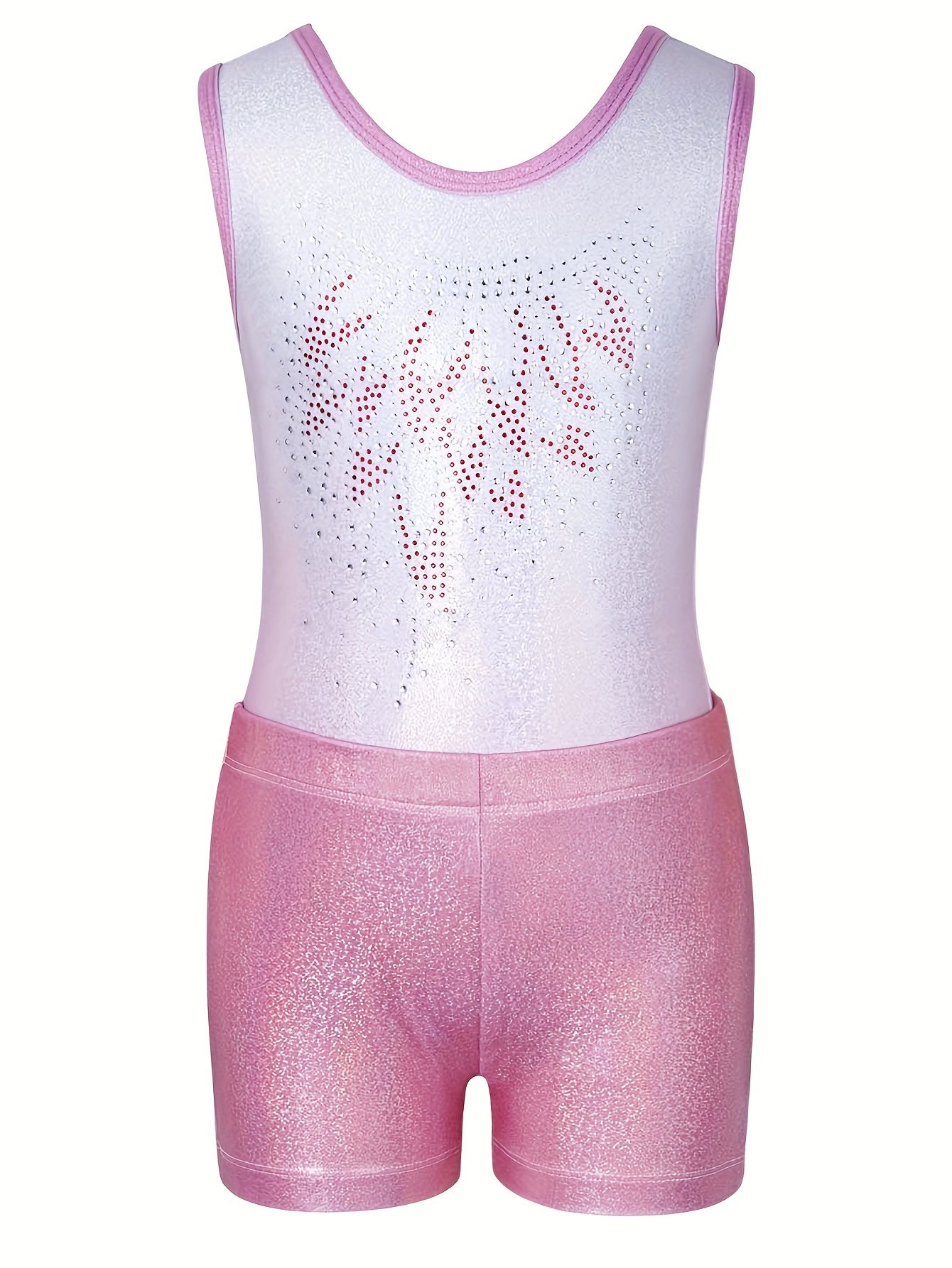 Set of 3 Girls' Leotards Featuring Shorts And a Hairband, Designed with a Gradient Contrast, Diamond Decorations, And Sleeveless Style, Perfect for Ballet Dance Performances
