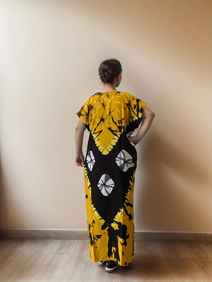 Elegant Ramadan Kaftan Dress: Middle Eastern Women's Long Sleeve, Floral Print, Rayon/Viscose, Seasonal, Straight Cut,, Sari Style, Suitable for All Seasons