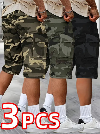 3pcs Set, Men's Fashionable and High-end Versatile Shorts, Loose Camouflage Seven Quarter Shorts, This Shorts Is the Perfect Choice as a Gift