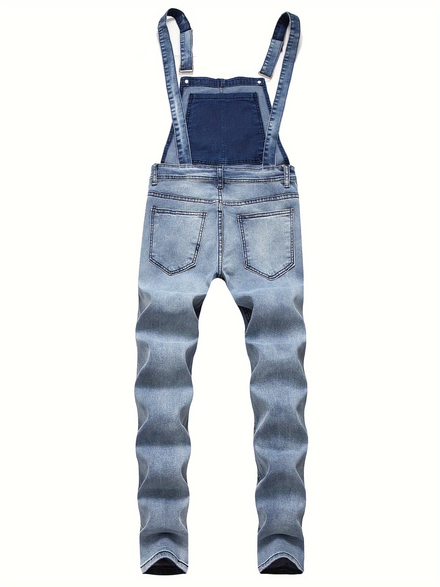 Men's Slim Fit Ripped Jeans - Stretch Denim, Casual & Trendy, Solid Color, Machine Washable, Retro Style, Straight, Versatile