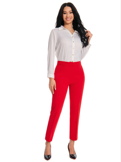 Women'S High Waisted Slim Fit Ankle Dress Pants Stretch Trousers with Pockets, Elegant Office Workwear Bottoms