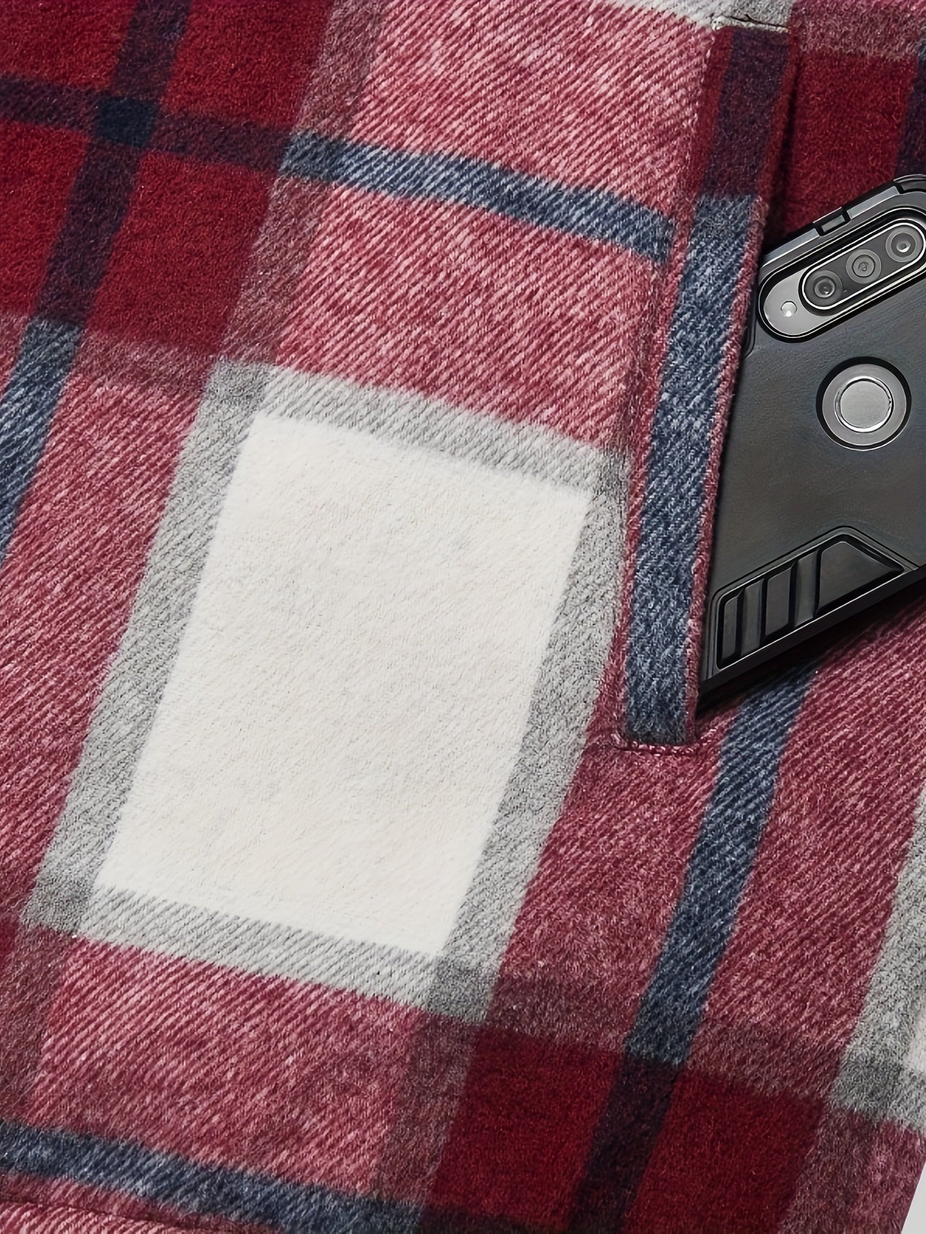 Men'S Zip-Up Hoodies with a Sherpa And Flannel Plaid Design