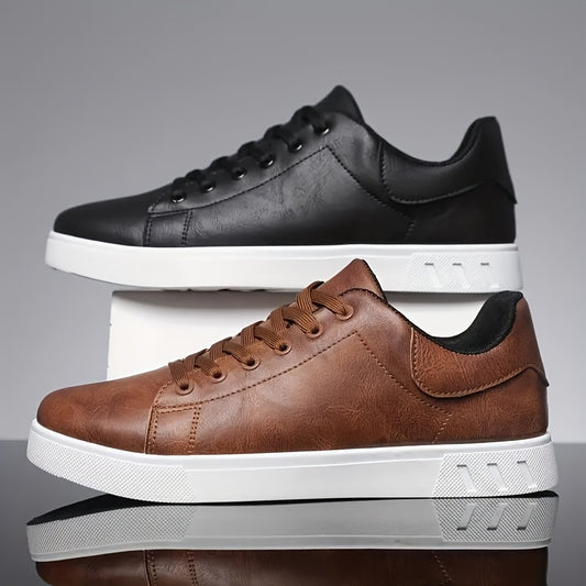 Men's Fashionable Multi-functional One-foot Casual Shoes, Anti-slip And Durable Sports Casual Shoes, Breathable Fabric Lining, PU Upper, Black/brown - Suitable for Outdoor, Sports And Daily Wear