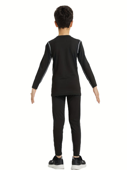 Boys' Sports Compression Set 2pcs Youngsters's Warm Underwear, Perfect for Outdoor