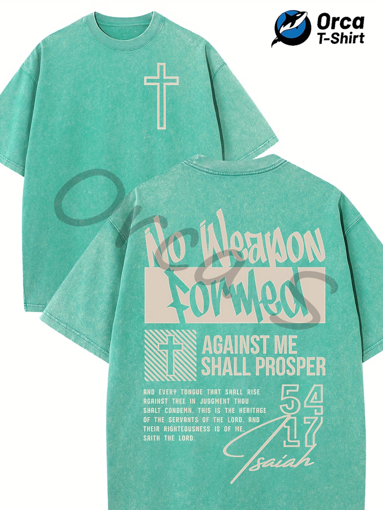 Religious Theme, Pattern Printed Street Style Washed T-Shirt 230G Orca BBB Brand, Suitable for Leisure, Outdoor Going Out, Party Activities, Holidays, Gifts And Other Scenes