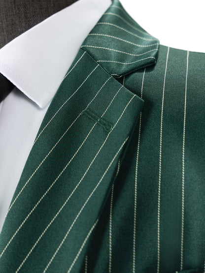 [New Men's 3pcs Suits] 3pcs New Men's Suits - Vertical Striped Suit Jackets, Vests, Pants - Two-button, Suitable for Weddings, Business Banquets, Parties, Daily Wear Valentines Gifts for Men