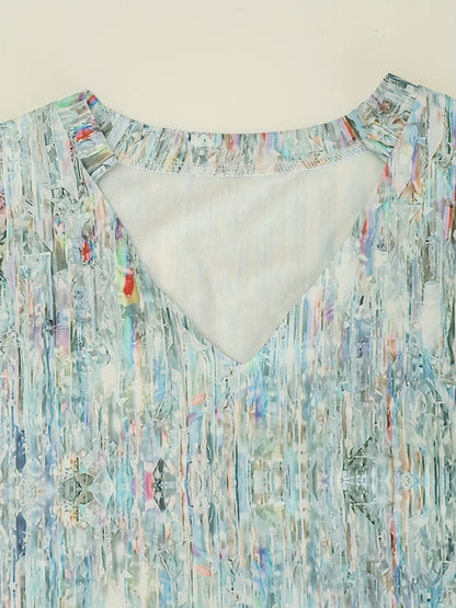 Complete Printed Two-Piece Ensemble, Relaxed Sleeveless Top & Baggy Shorts Attire, Attire for Women