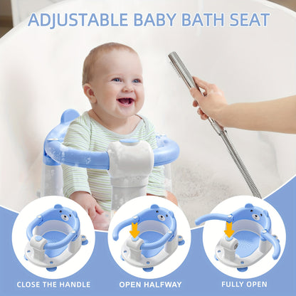 Baby Bath Seat for Babies 6 Months & Up, Toddler Bath Seats for Babies Sitting Up, Non-Slip Infant Bath Tub Chair with 4 Suction Cups & Soft Cushion for Shower, Compact Toddler Bathtub Seat