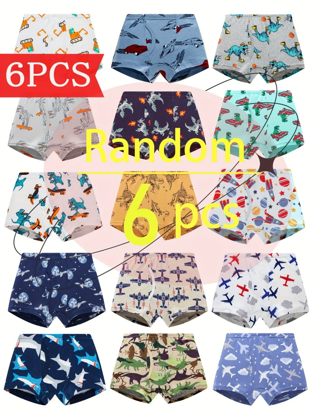 Boys' Briefs - 6-Pack Dinosaur Print