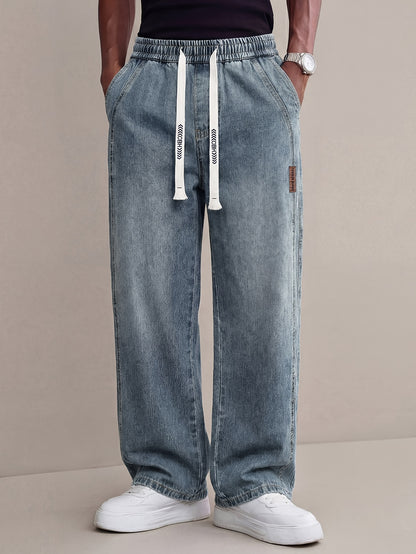 Men'S Jeans Summer Thin Loose Straight Leg Men'S Pants Trendy Brand Casual Simple Versatile Long Pants Men