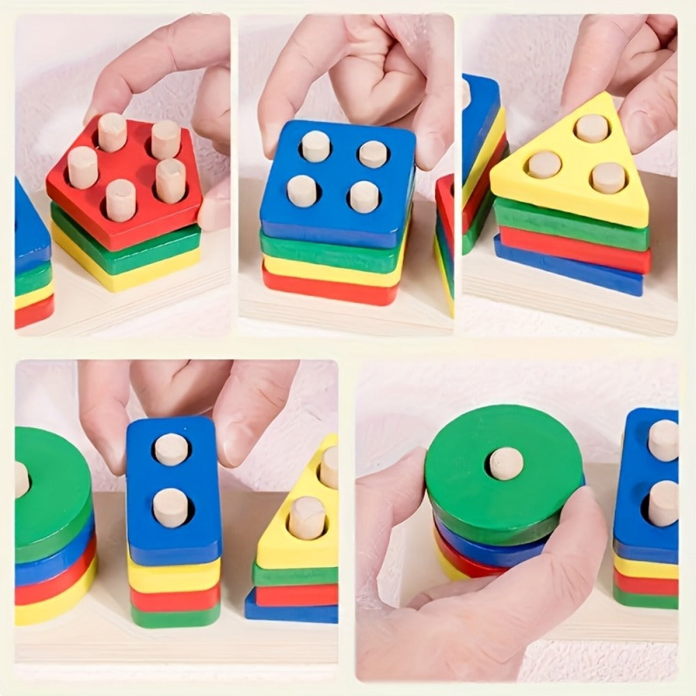 Geometric Building Blocks Toy - Colorful geometric pieces for stacking and shape play