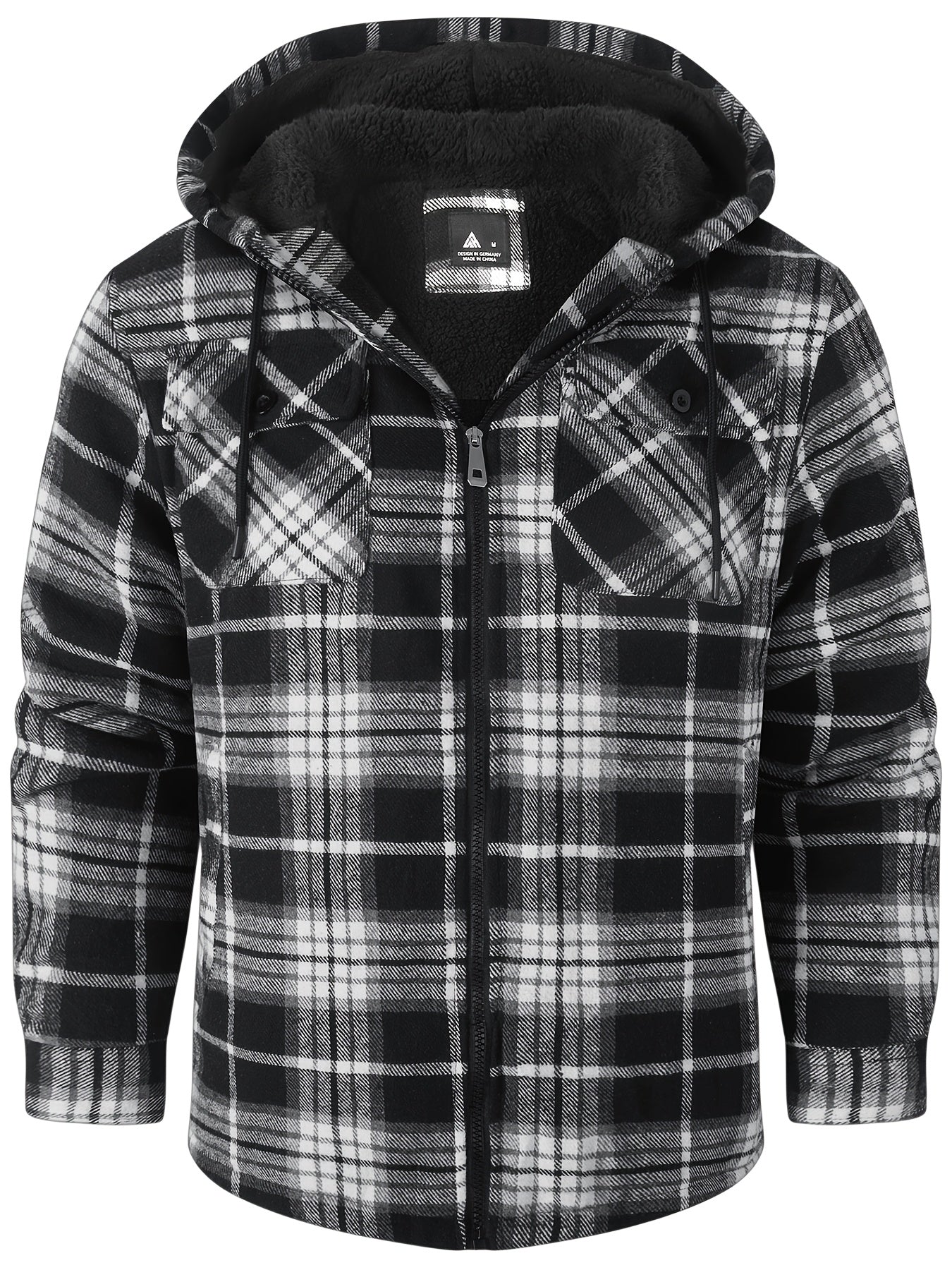 Men'S Heavyweight Fleece Hoodies Jacket - Full Zip Up Thick Sherpa Lined Flannel Plaid Shirt Jacket