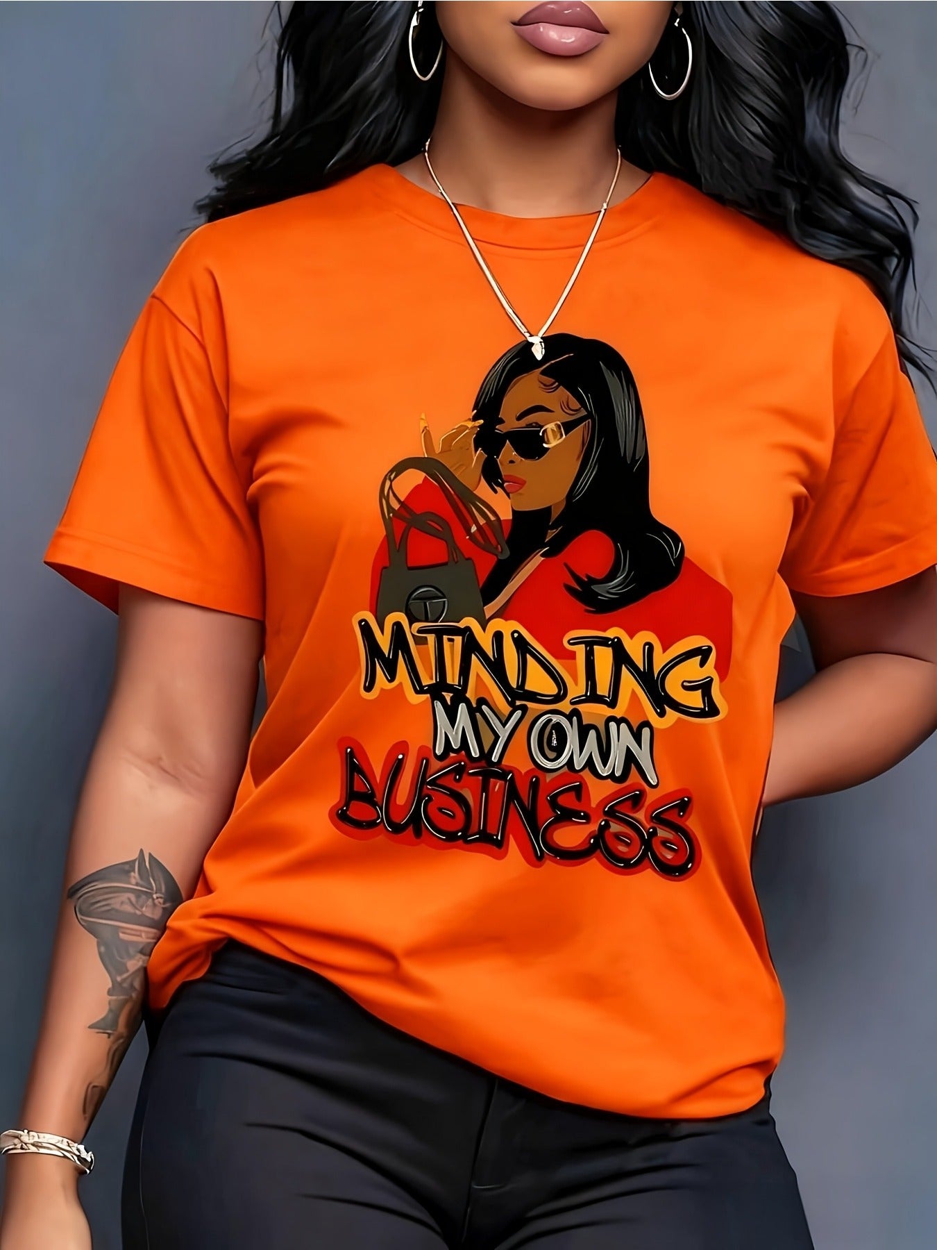Trendy Anime Graphic Women'S Round Neck T-Shirt Made from Pure, Featuring a Minimalist Design That Is Both Comfortable And Breathable, Perfect for Everyday Casual Outfits. It Highlights a Natural And Sophisticated Look