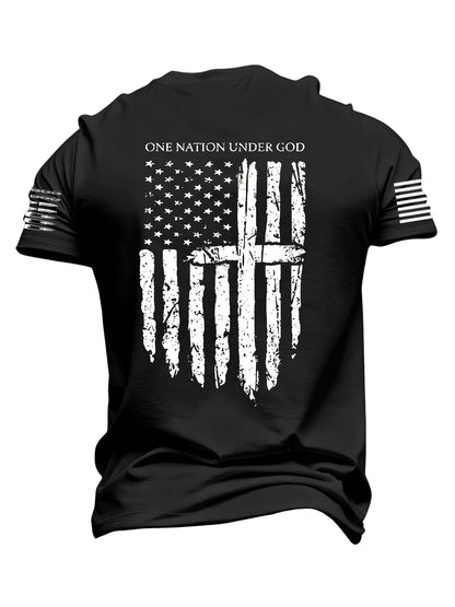 MIXECI Brand Teenager'S Letter Flag Pattern Printed Round Neck T-Shirt, Summer Outdoor Sports Short Sleeve, For Teenager