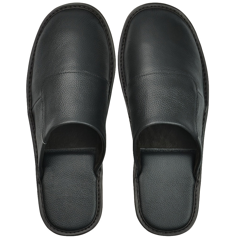 Spring Autumn Summer Leather Slippers Homes in Indoor Slipper Spring Autumn Summer Men Women Elderly Non-Slip Casual Single Slides Shoes