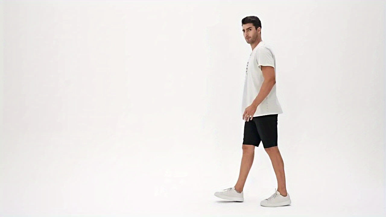Mens Distressed Henley Shirts Short Sleeve Button T-Shirt Slim Fit Cotton Casual Shirt