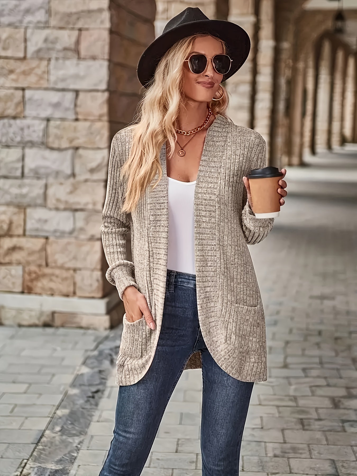 [Orientation] Elegant Orientation + Fashionable Loose Casual Solid Color Thread Pocket Splicing Long Sleeve Blouse