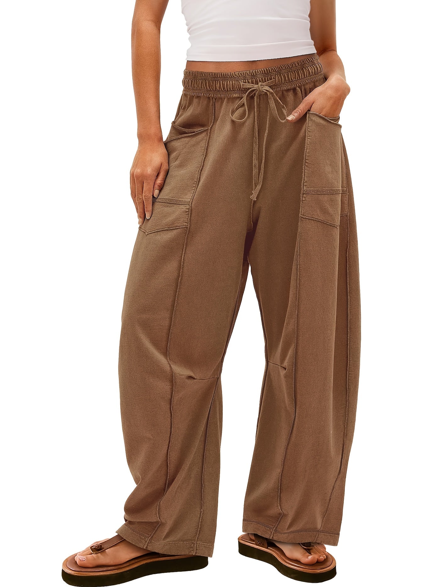 Women'S Loose Wide Leg Pants Casual Summer Wide Leg Pants Drawstring Waist Casual Pants