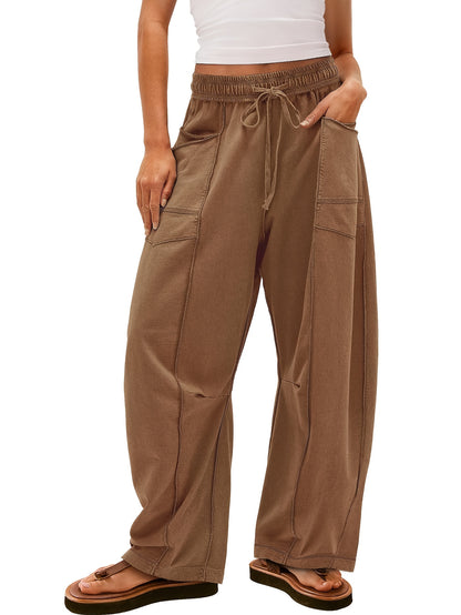 Women'S Loose Wide Leg Pants Casual Summer Wide Leg Pants Drawstring Waist Casual Pants
