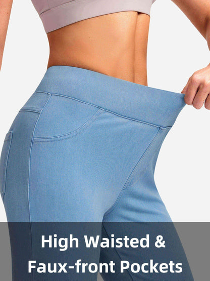 Jeggings Pull On Stretchy Jeans for Women High Waisted Skinny Jean Leggings Tummy Control Denim Pants with Pockets