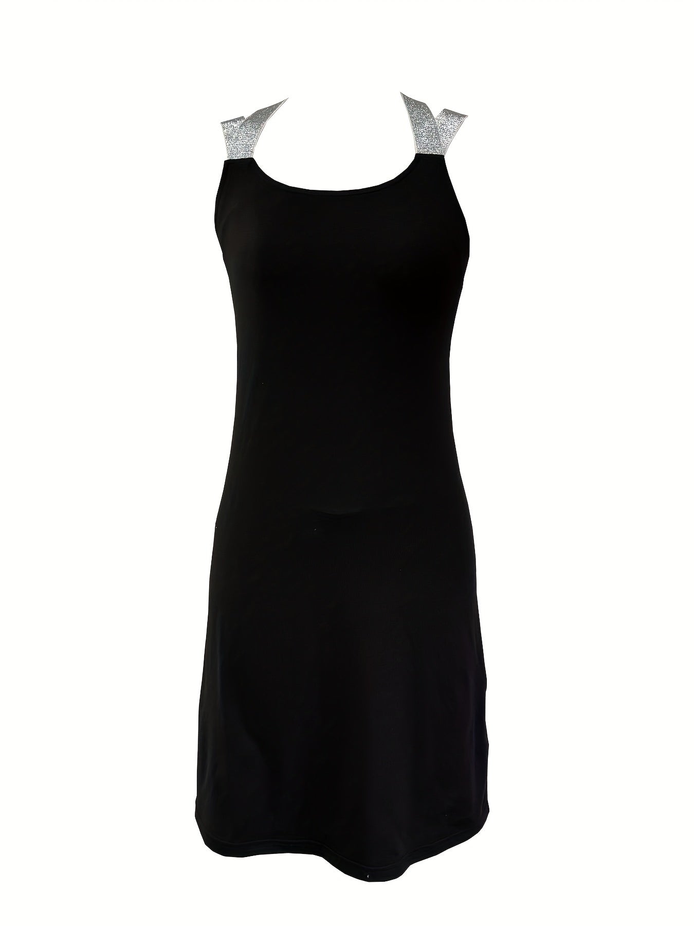 Women'S Shiny Cross-Strap Adhesive Dress