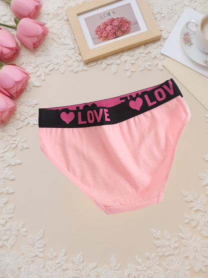 10pcs Loving Heart Ladies Panties Comfortable Breathable Women'S Triangle Panties Wide Waistband Ladies