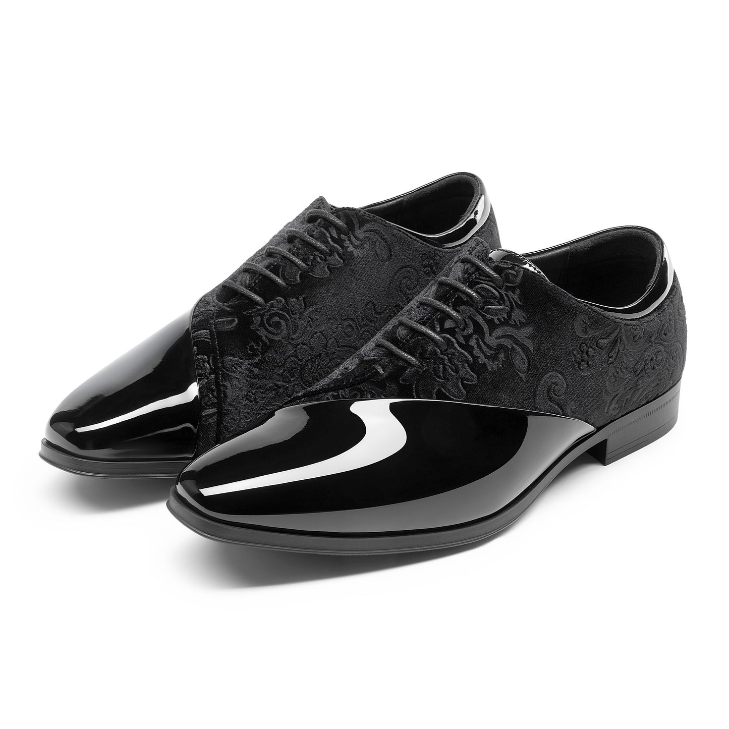 Men's formal tuxedo shoes classic patent velvet lace-up formal oxford shoes for wedding dresses