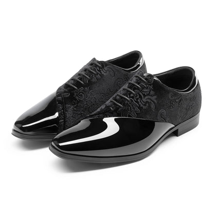 Men's formal tuxedo shoes classic patent velvet lace-up formal oxford shoes for wedding dresses