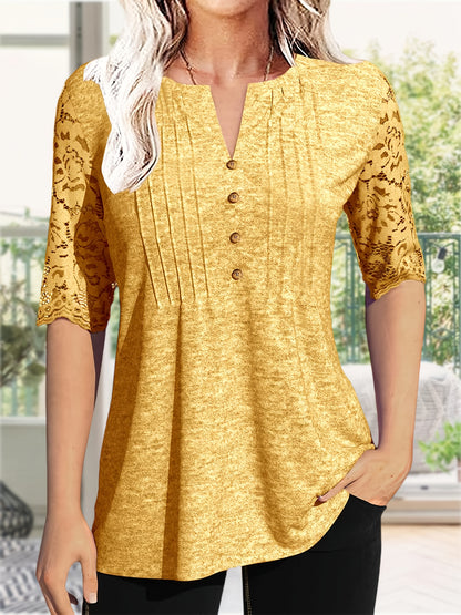 Women's Green Viscose V-Neck Pleated T-Shirt - product view 28