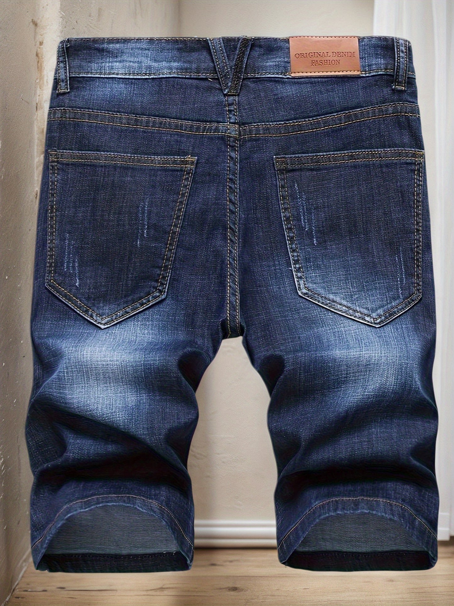 Men'S Shorts, Summer Ripped Stretch Straight-Leg Shorts, Men'S Mid-Length Pants, Slim-Fit European And American Style Shorts, Tight-Fitting And Frayed Men'S Pants