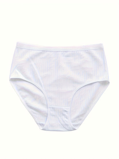 8pcs Of Oversized High Waisted Women's Underwear, 95% 5% Stretch, Breathable, Abdominal Control, Solid Color, Fabric Underwear