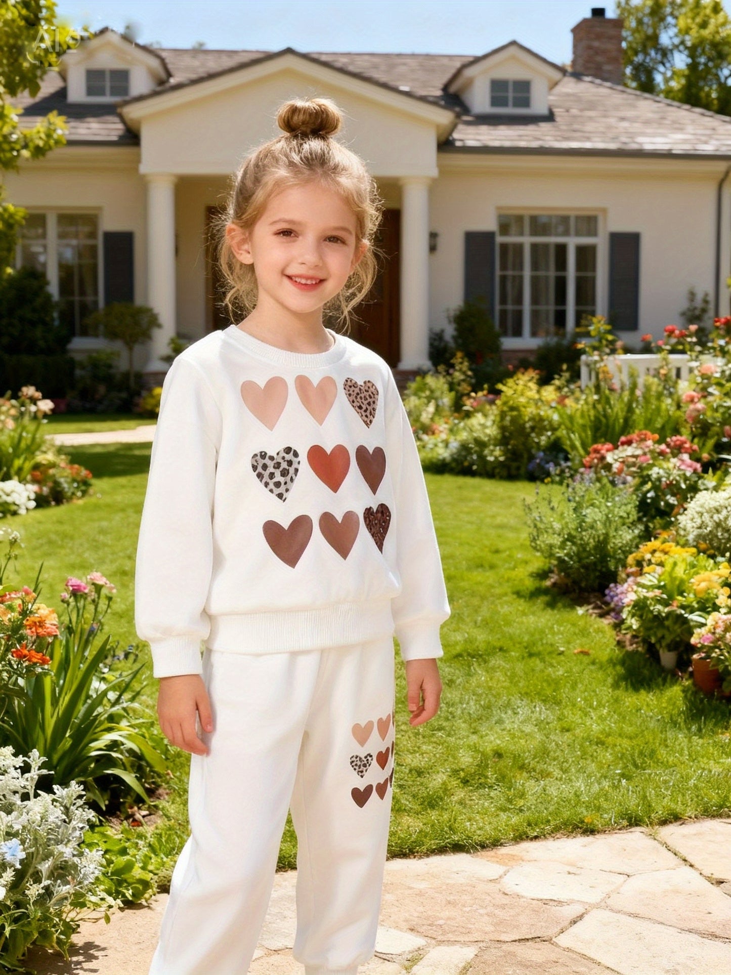 A Six-Piece Set of American-Style Modified Heart-Shaped Leopard Print Round-Neck Hoodie And Sporty Casual Trousers for Girls in Autumn And Winter Is Specially Developed, for Outdoor