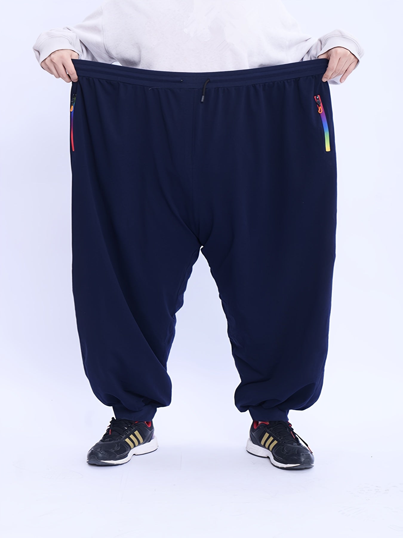 Men'S Plus Size Casual Sports Trousers 2XL-9XL - Loose Fit, High Stretch, Zipper Closure, All-Season Comfort, Weekend Casual Attire, Casual Sports Apparel | Relaxed Fit Trousers | Comfortable Design