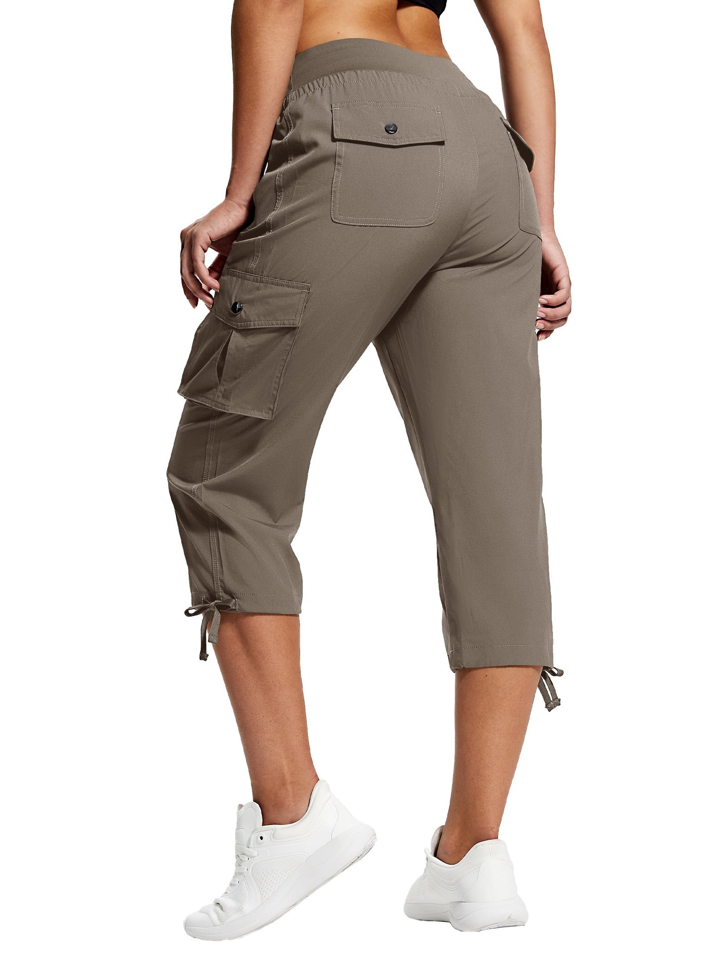 18" Women's Hiking Capris with Pockets Quick Dry Travel Lightweight Cargo Capri Pants Casual Capris for Women