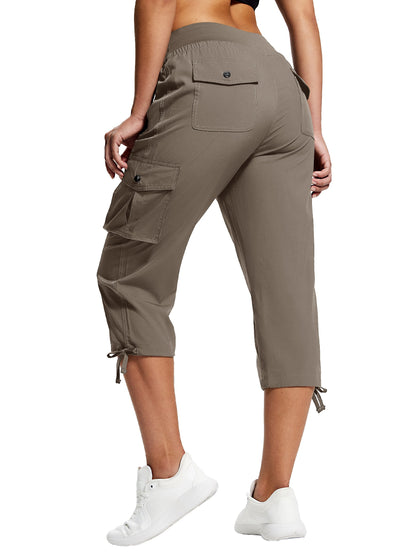 18" Women's Hiking Capris with Pockets Quick Dry Travel Lightweight Cargo Capri Pants Casual Capris for Women