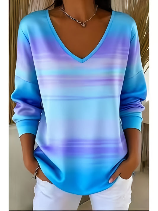 (Mother'S Day) Women'S Gradient Print Long Sleeve Casual Top