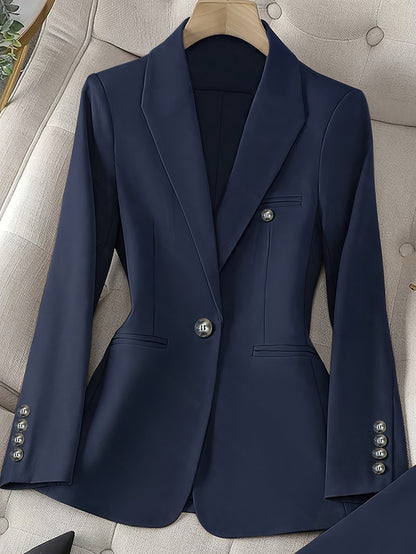Solid Color Single Button Long Sleeve Single-Breasted Waistcoat Suit Pants Two-Piece Set