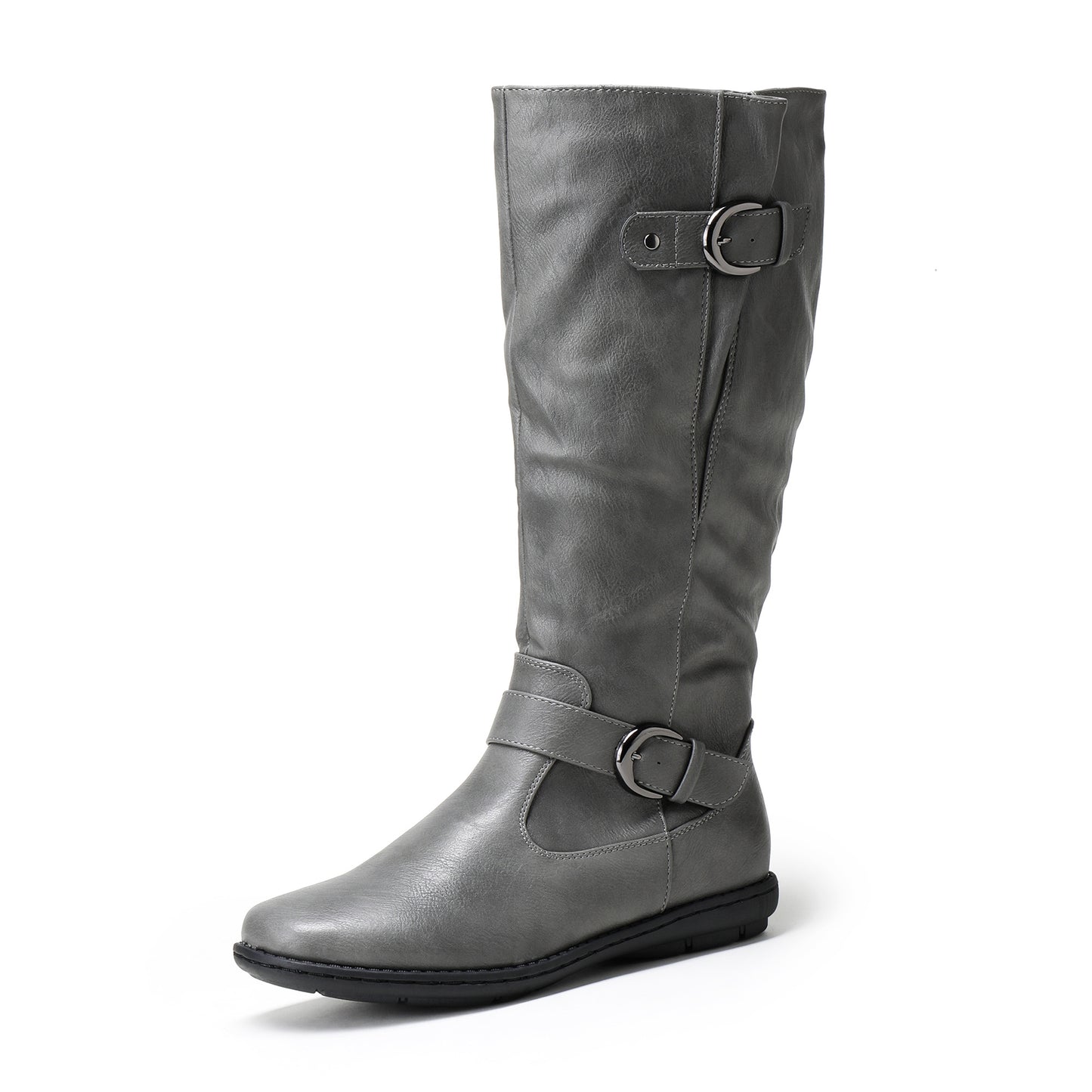 Women's Wide Calf Knee High Boots, Fashion Faux Fur-Lined Pointed Toe Side Zipper With Buckle Winter Boots Suitable for party, dance, shopping, walk, office. Perfect gift for friends, wife, sister, daughter.